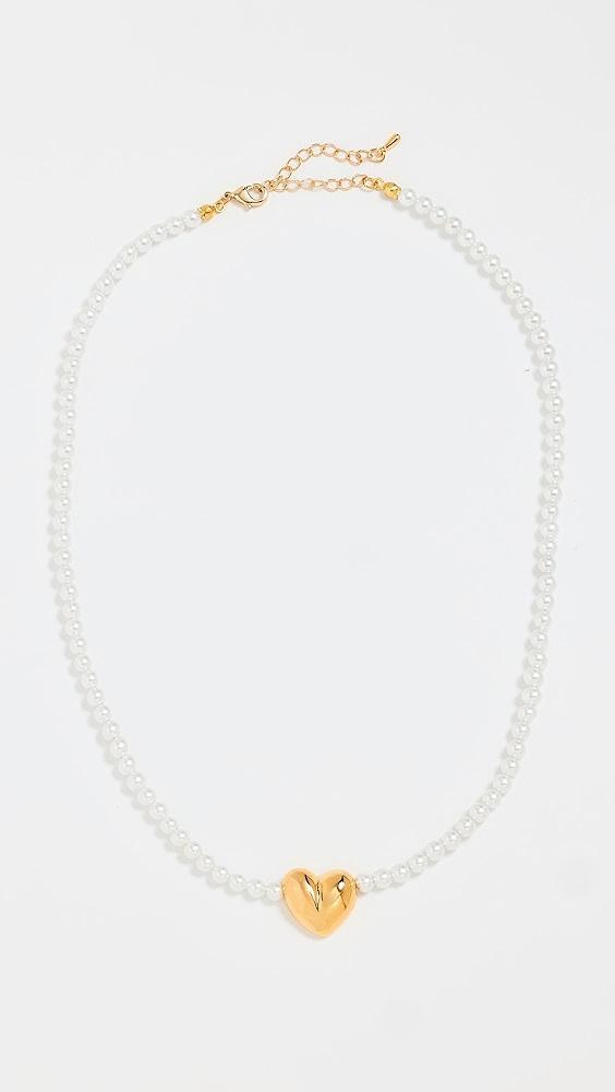 By Adina Eden Puffy Heart X Pearl Necklace | Shopbop Product Image