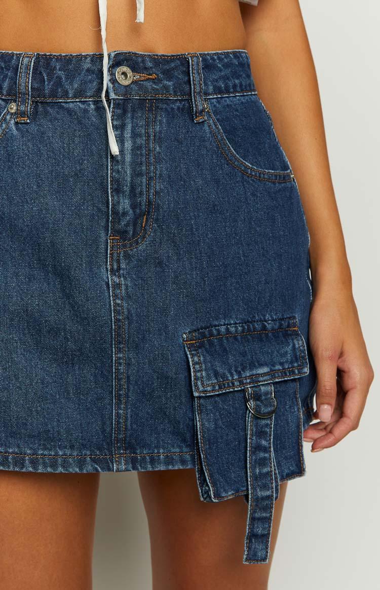 Brightside Dark Wash Denim Mini Skirt Product Image
