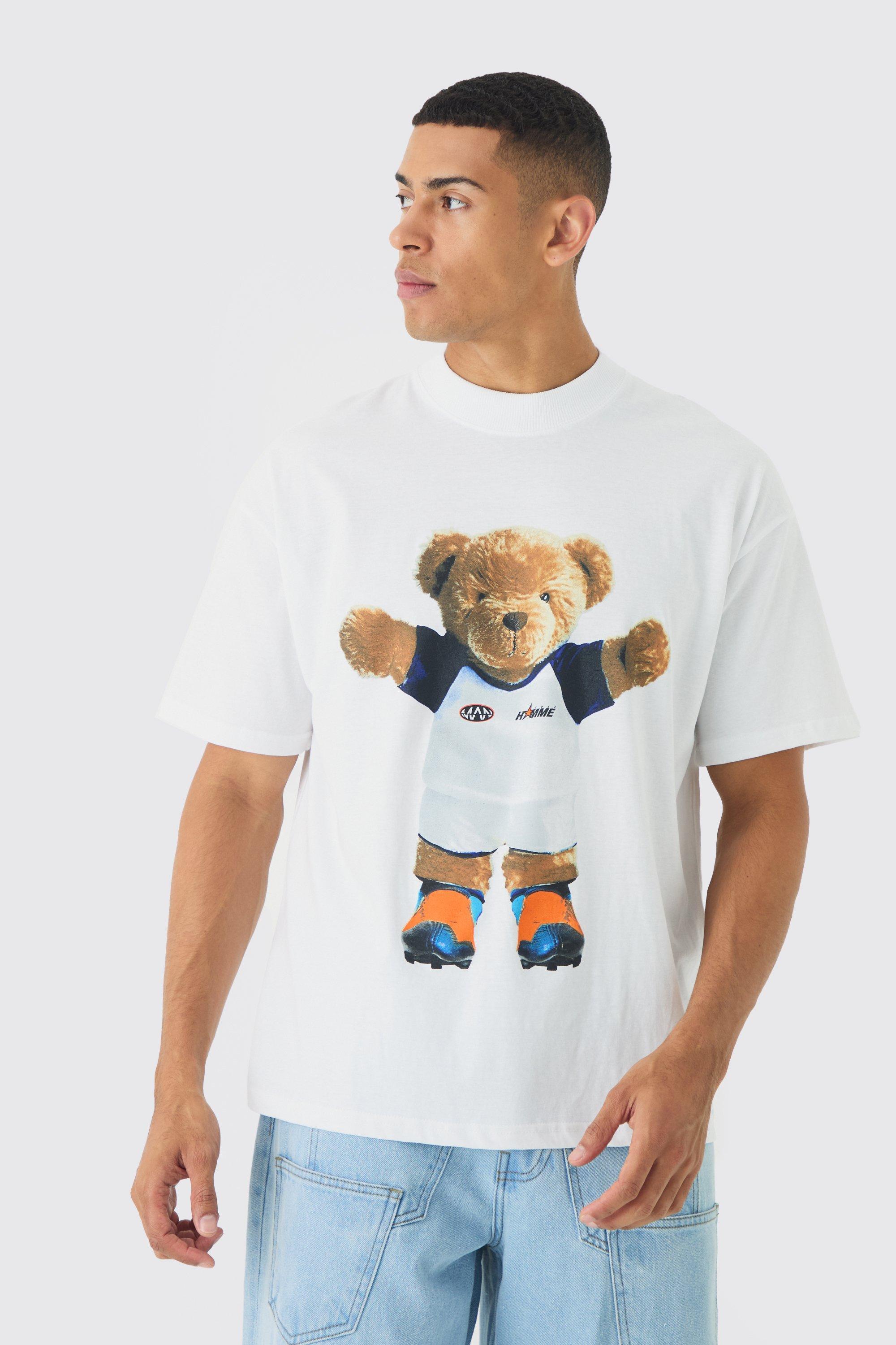 Mens Oversized England Teddy Bear T-Shirt - White Product Image