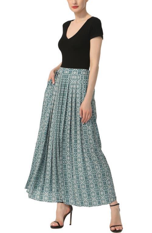 Kimi & Kai Women's Print Box Pleat Maxi Skirt in Purple Pink at Nordstrom, Size X-Large Product Image