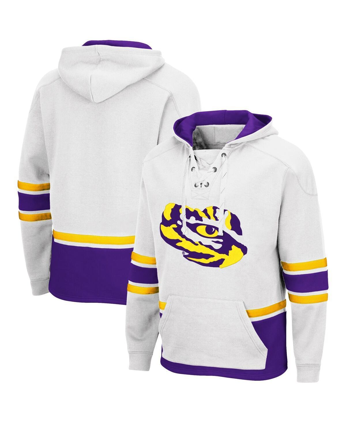 Men's Colosseum White LSU Tigers Lace Up 3.0 Pullover Hoodie, Size: 2XL Product Image