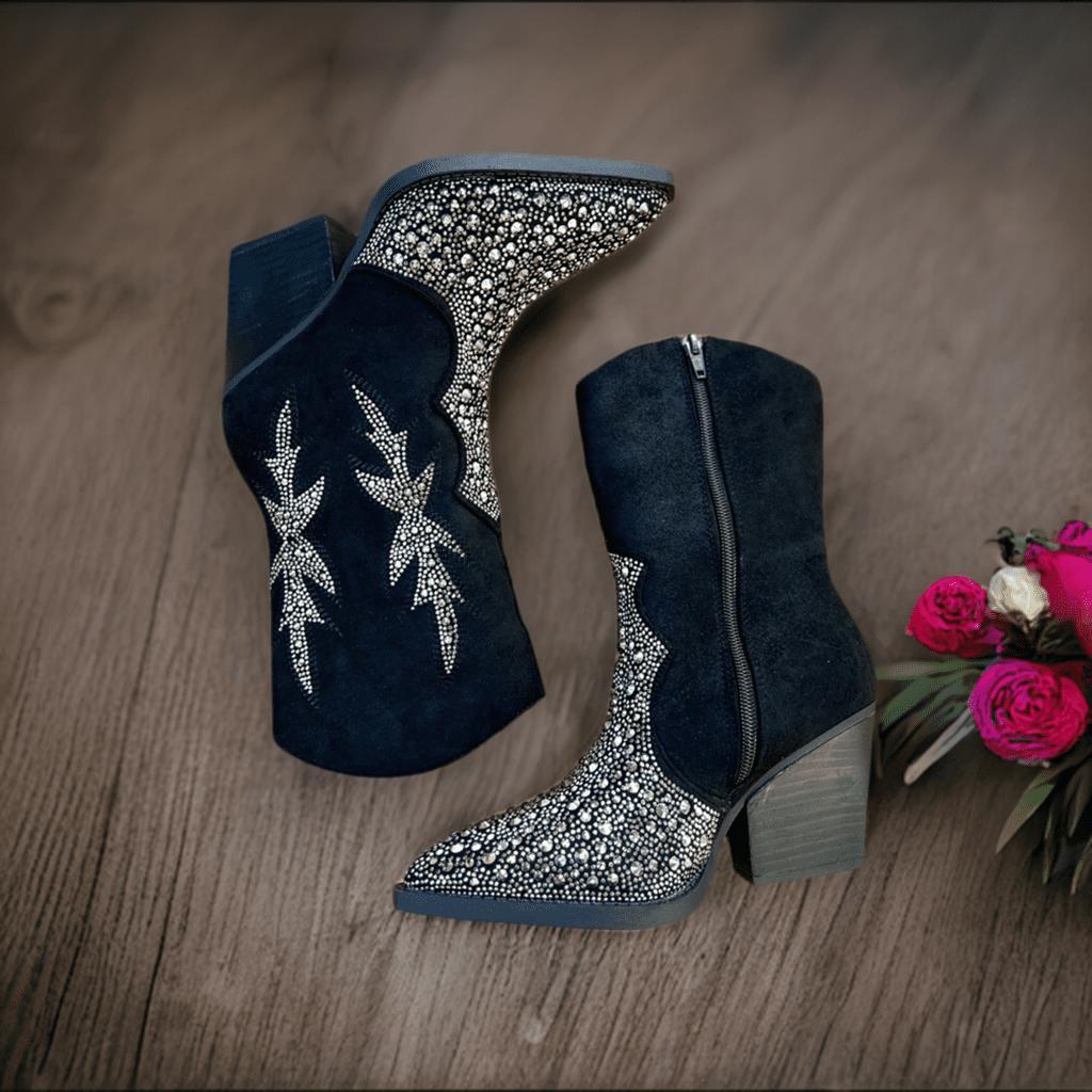 "Lux" Black Rhinestone Booties* Product Image