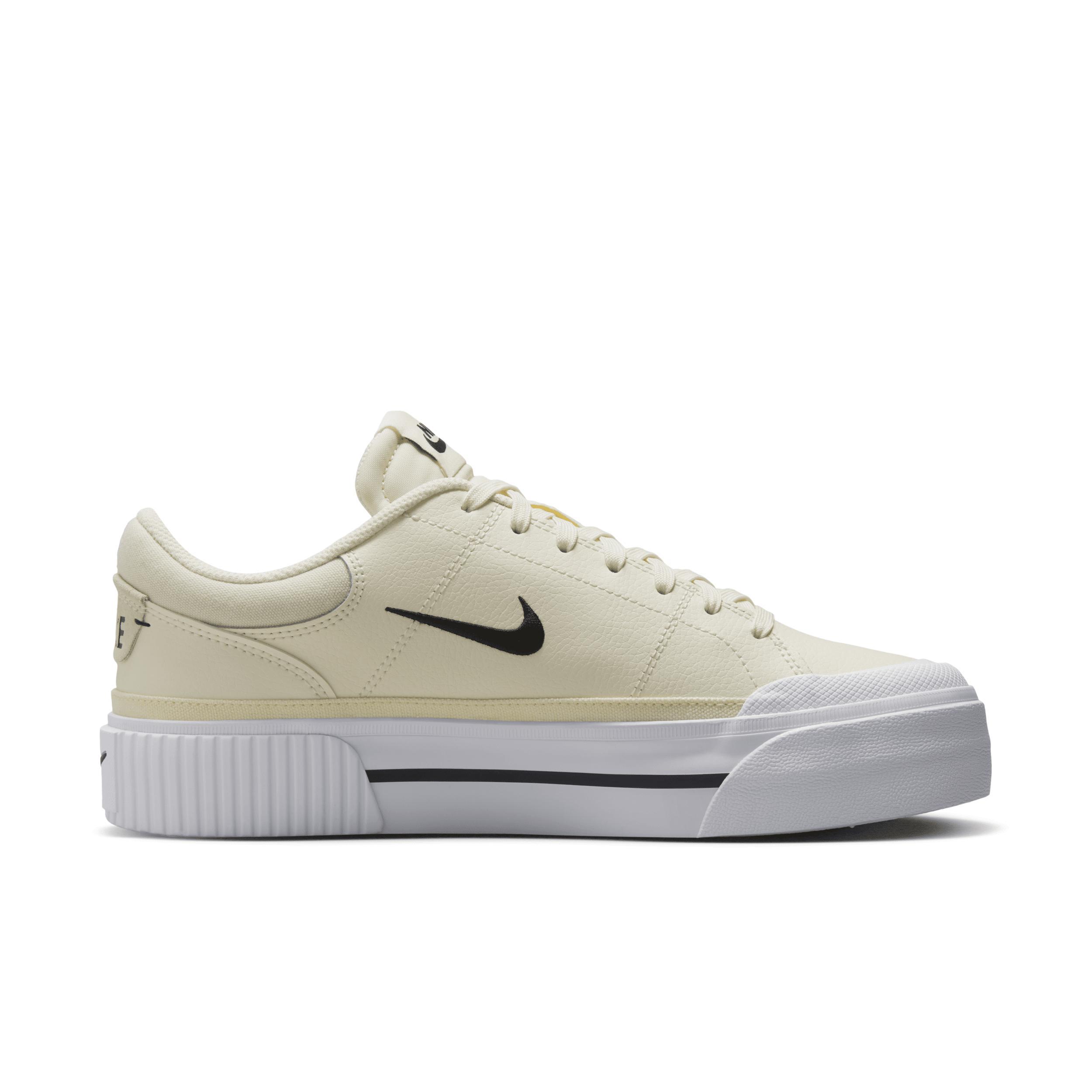 Nike Womens Court Legacy Lift LE Casual Shoes in Pale Ivory/Black/Muslin Product Image
