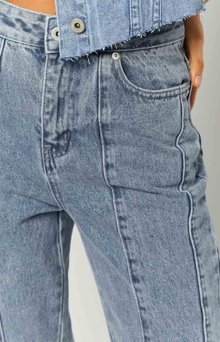 The Phoebe Mid Wash Denim Jeans to Jorts Product Image