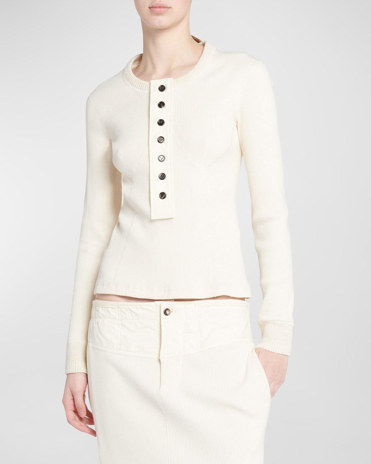 BOTTEGA VENETA Compact Cotton Rib Jersey Top In White Product Image