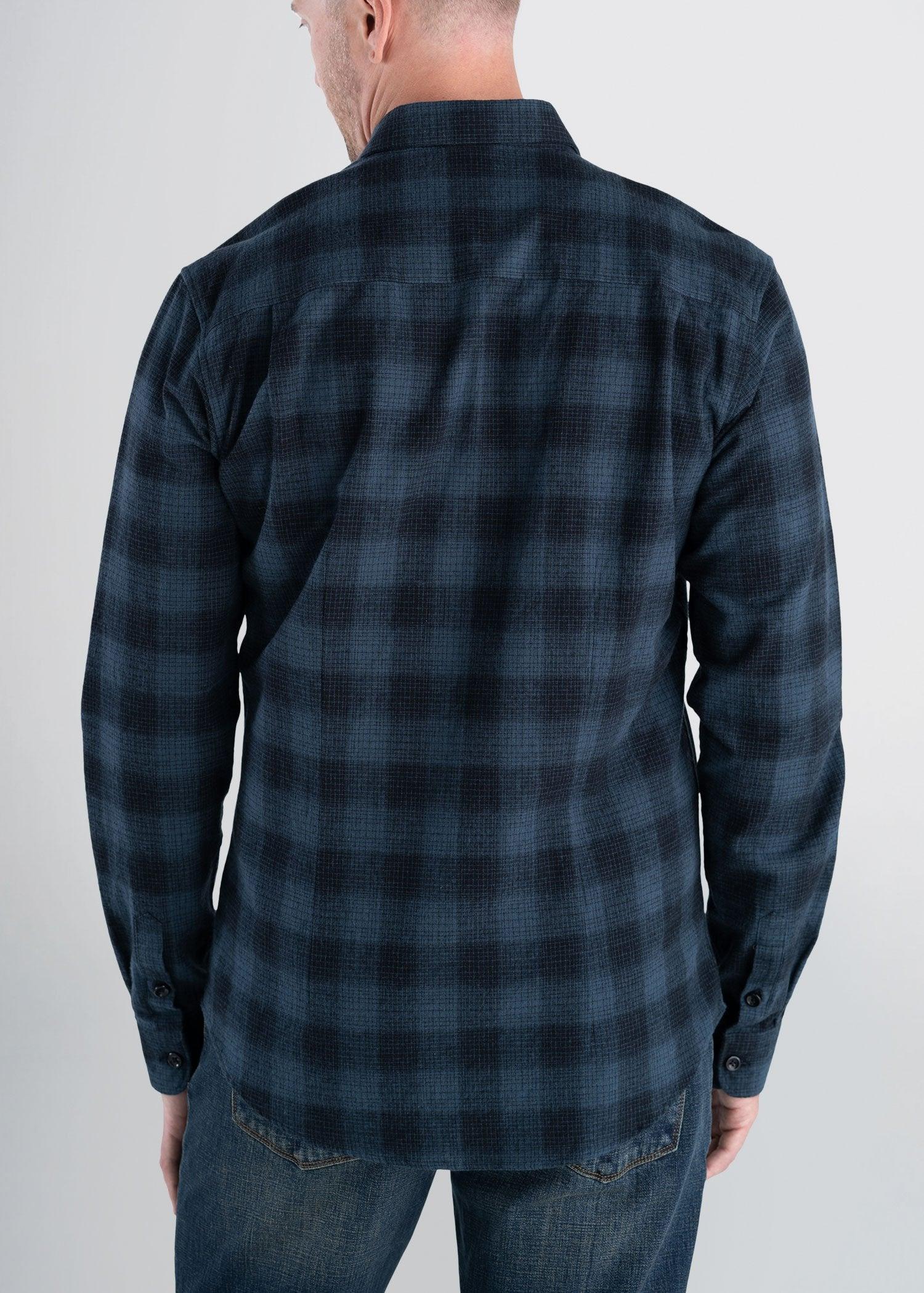 LJ&S Men's Tall Heavy Flannel Shirt in Army Plaid-Black & Spruce Blue Product Image