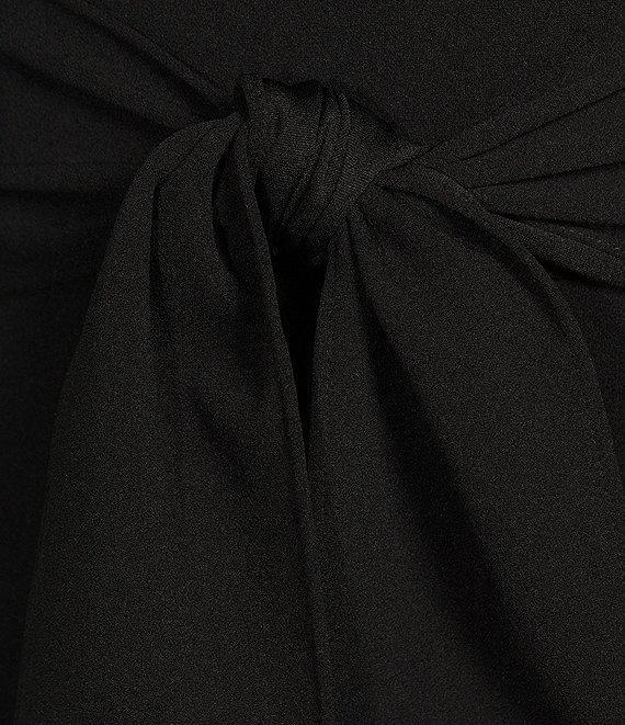 Adrianna Papell Stretch Crepe Crew Neck Tie Waist 3/4 Sleeve Midi Sheath Dress Product Image