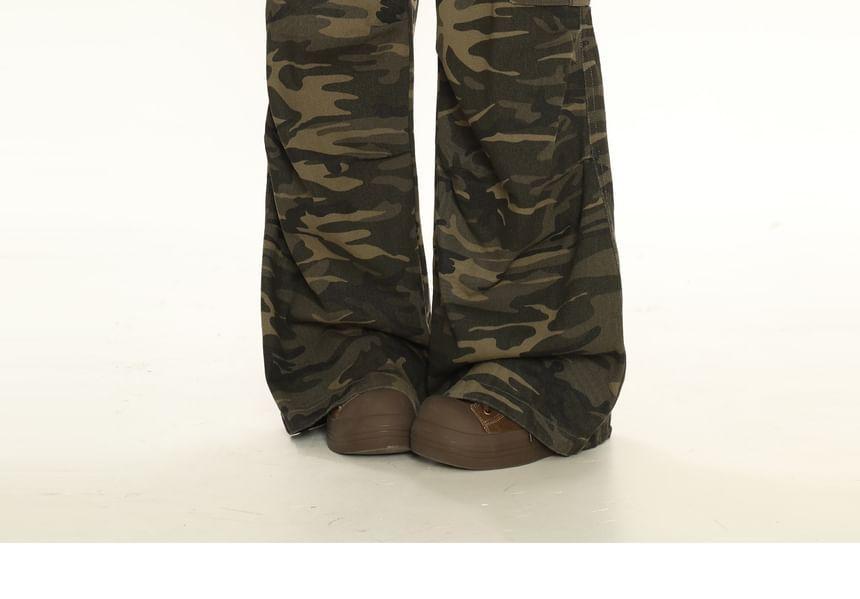 High Rise Camouflage Wide Leg Pants Product Image