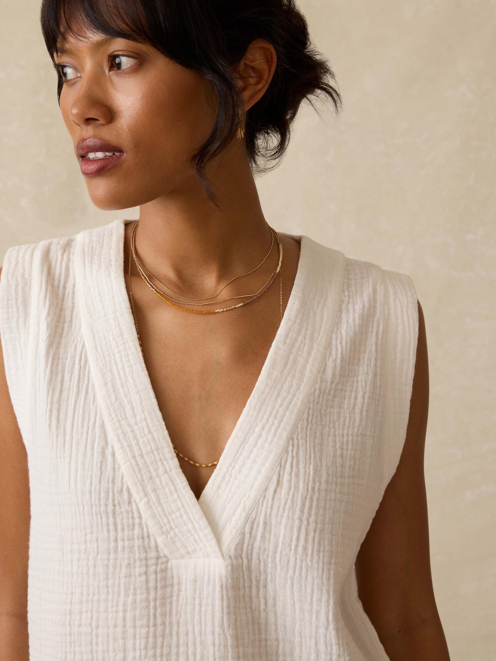 Dune Cotton Gauze Sleeveless Popover - White Product Image