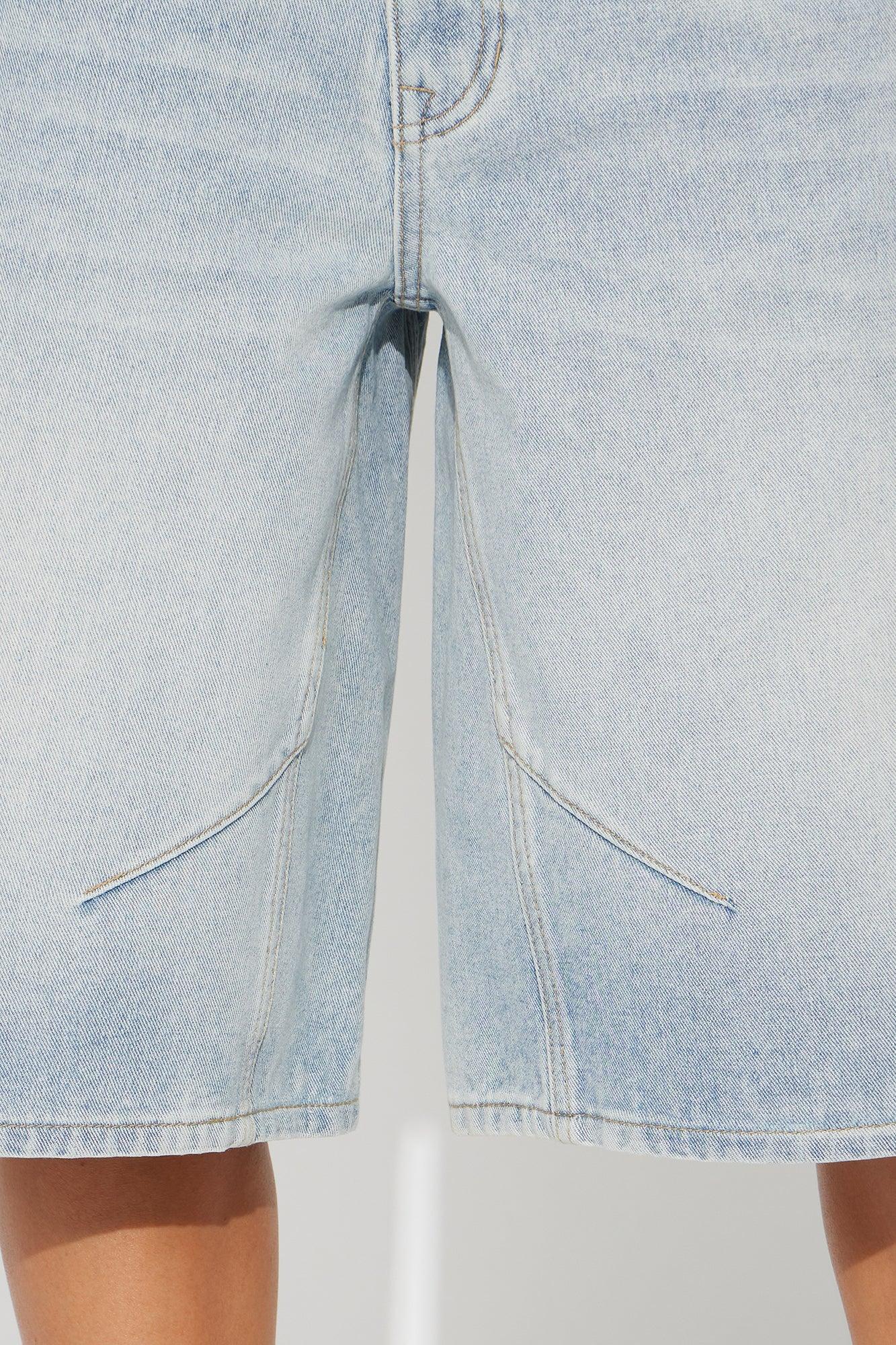 Leonie Non Stretch Denim Jorts - Light Wash Product Image