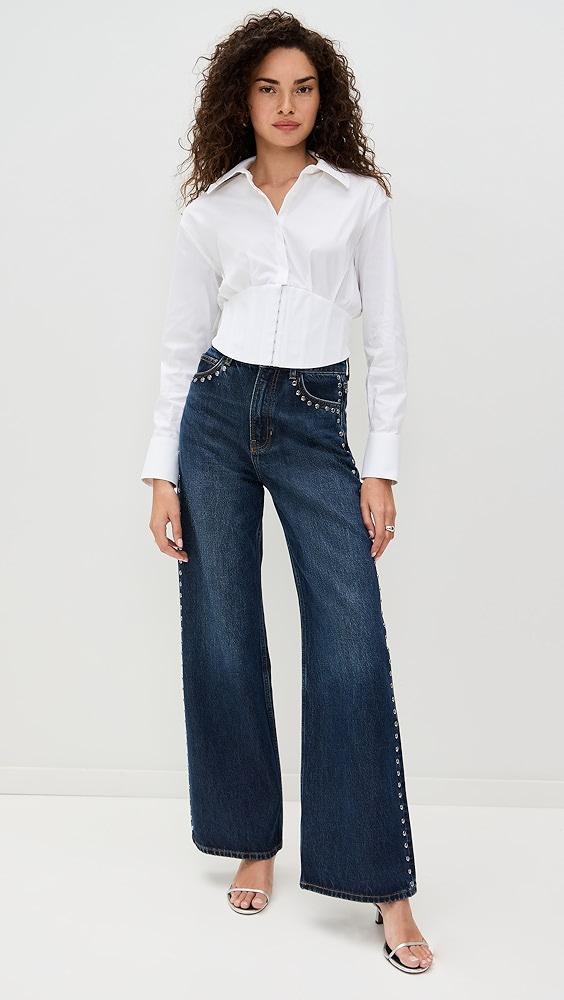 alice + olivia Edie Corset Button Down | Shopbop Product Image