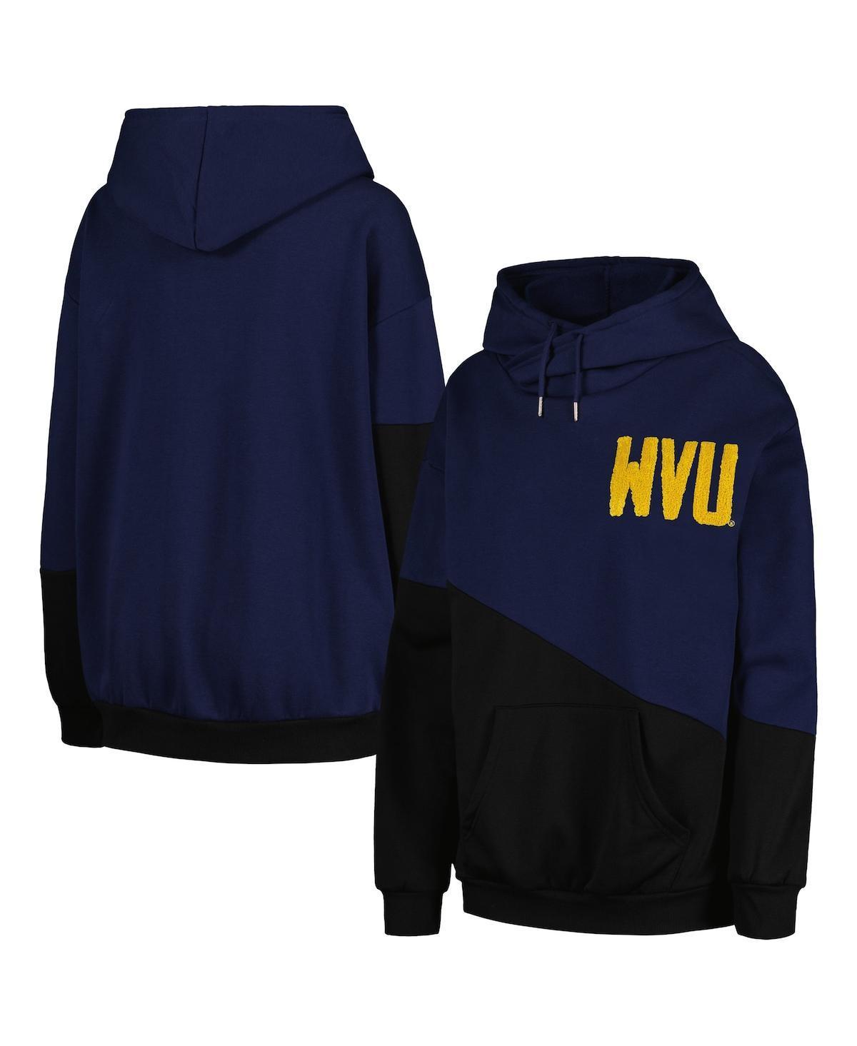 Women's Gameday Couture Navy/Black West Virginia Mountaineers Matchmaker Diagonal Cowl Pullover Hoodie, Size: Small, Blue Product Image