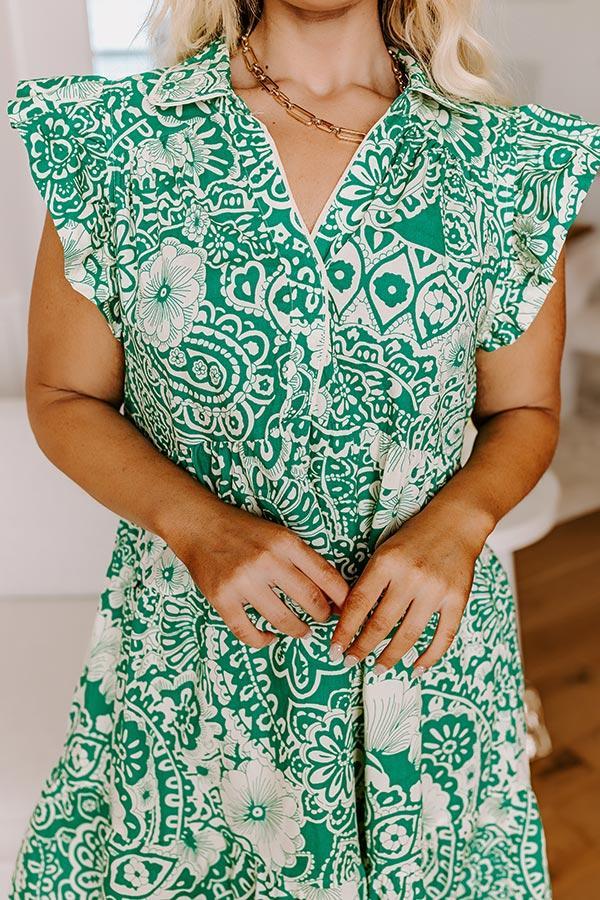 Hello Lovely Floral Dress In Emerald Curves Product Image