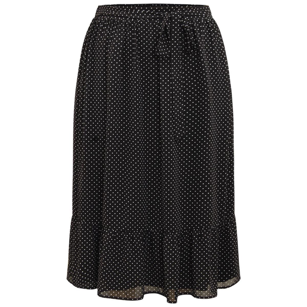 Plus Size Polka Dot Bowknot Ties Ruffles Skirt Women Black Office Lined No stretch Work Skirts BloomChic 28/5X Product Image