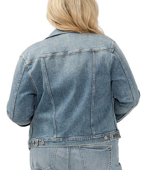 Silver Jeans Co. Plus Size Notch Collar Long Sleeve Button Front Crop Jacket Product Image