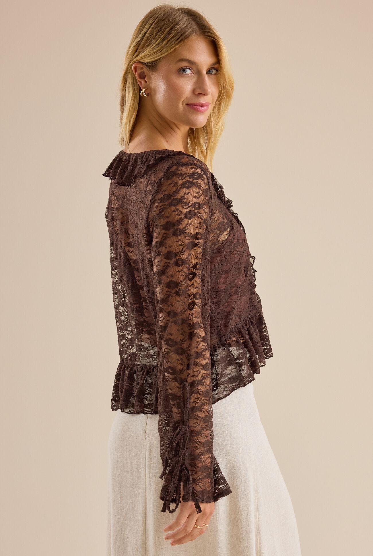 Luna Lace Tie Front Blouse Product Image
