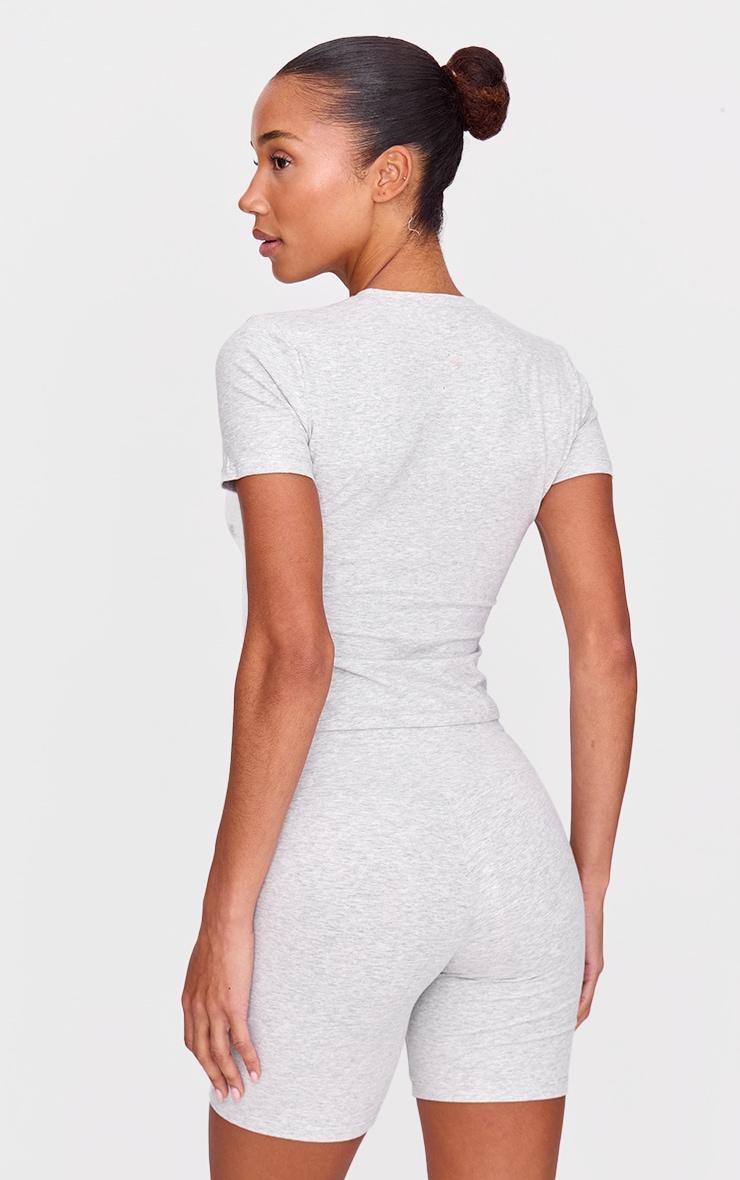 Ash Grey Marl Ultimate Sculpt Longline Short Sleeve Gym Top Product Image