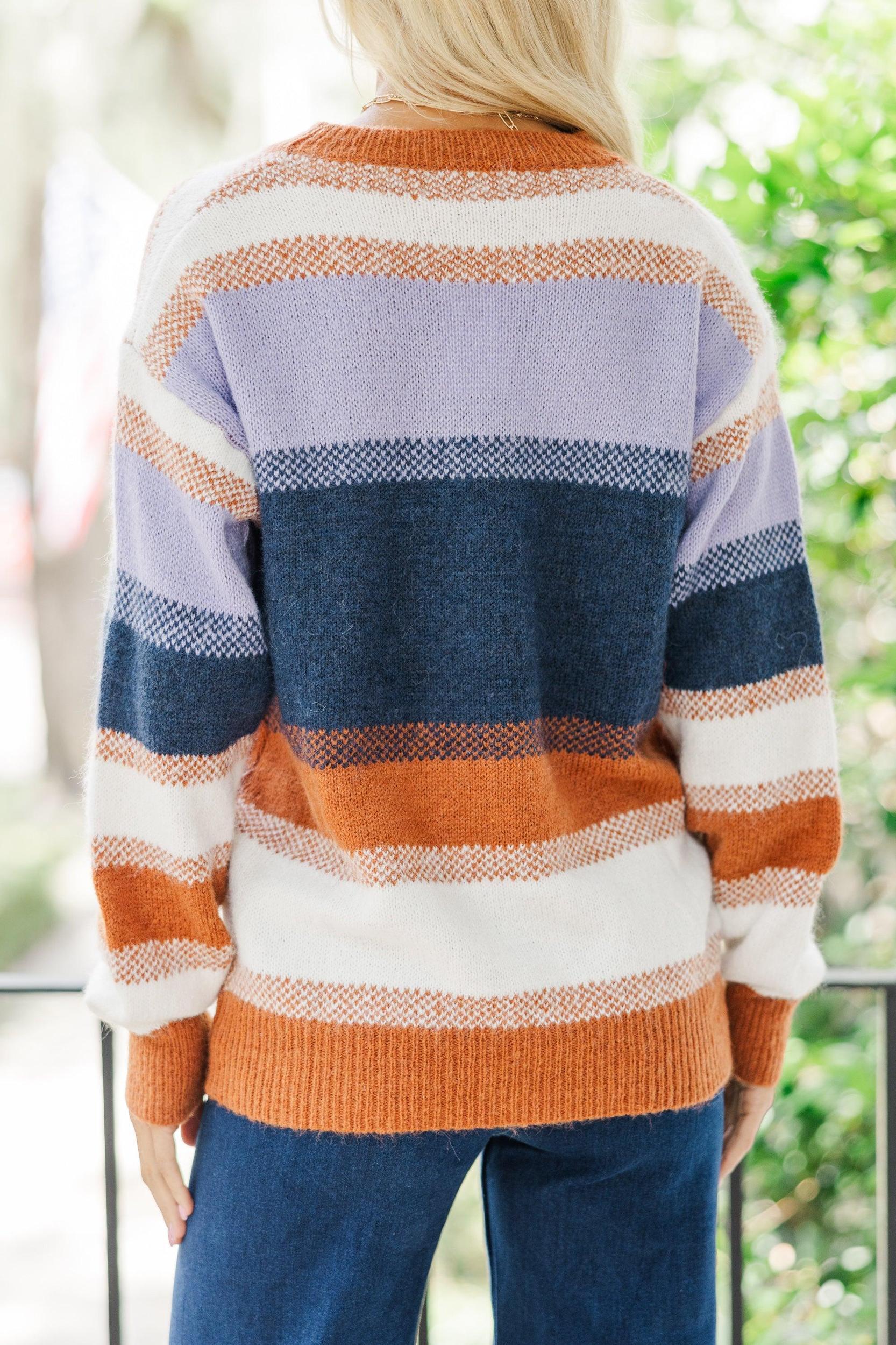 Fell For You Navy Striped Sweater Female Product Image