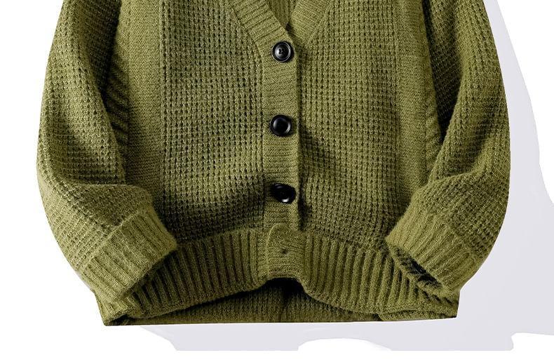 V-Neck Plain Cardigan Product Image
