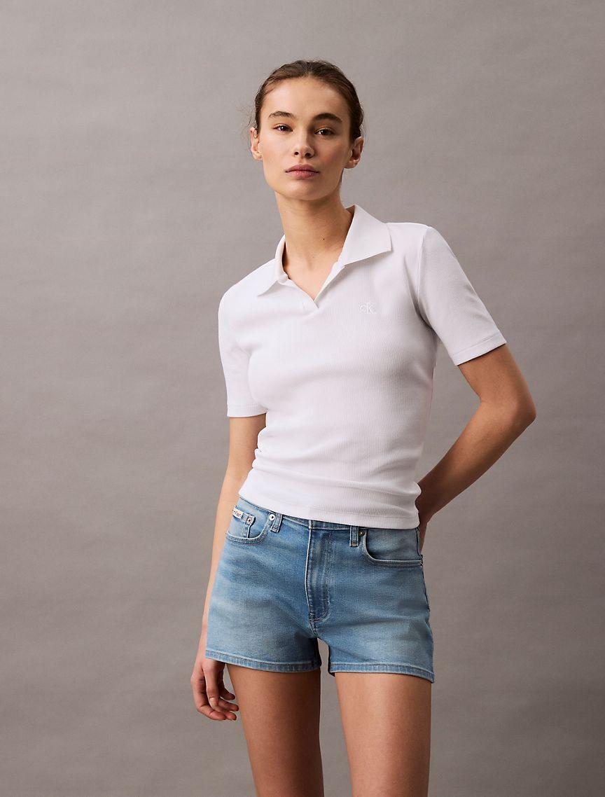 High Rise Denim Mini Shorts Product Image