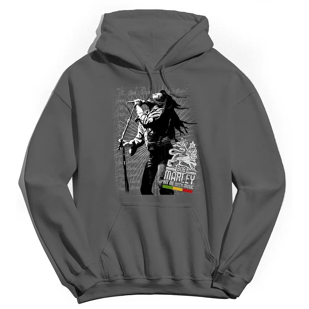 Men's Bob Marley Hit Me Jumbo Hoodie, Size: Medium, Grey Product Image