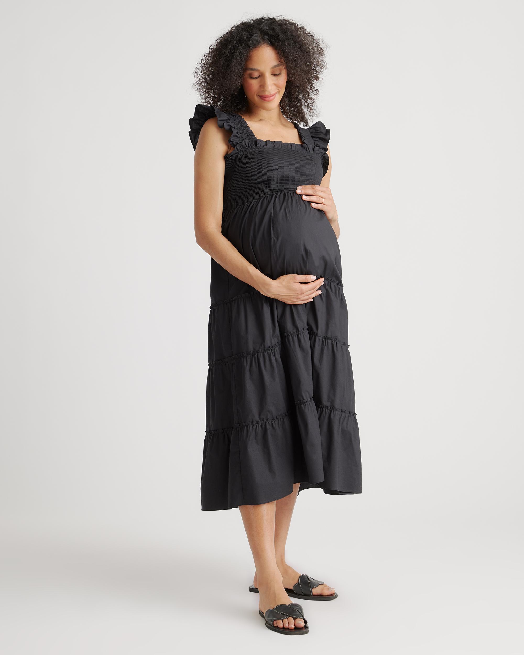 Quince | Women's Poplin Maternity Smocked Midi Dress Size XL, Organic Cotton Product Image