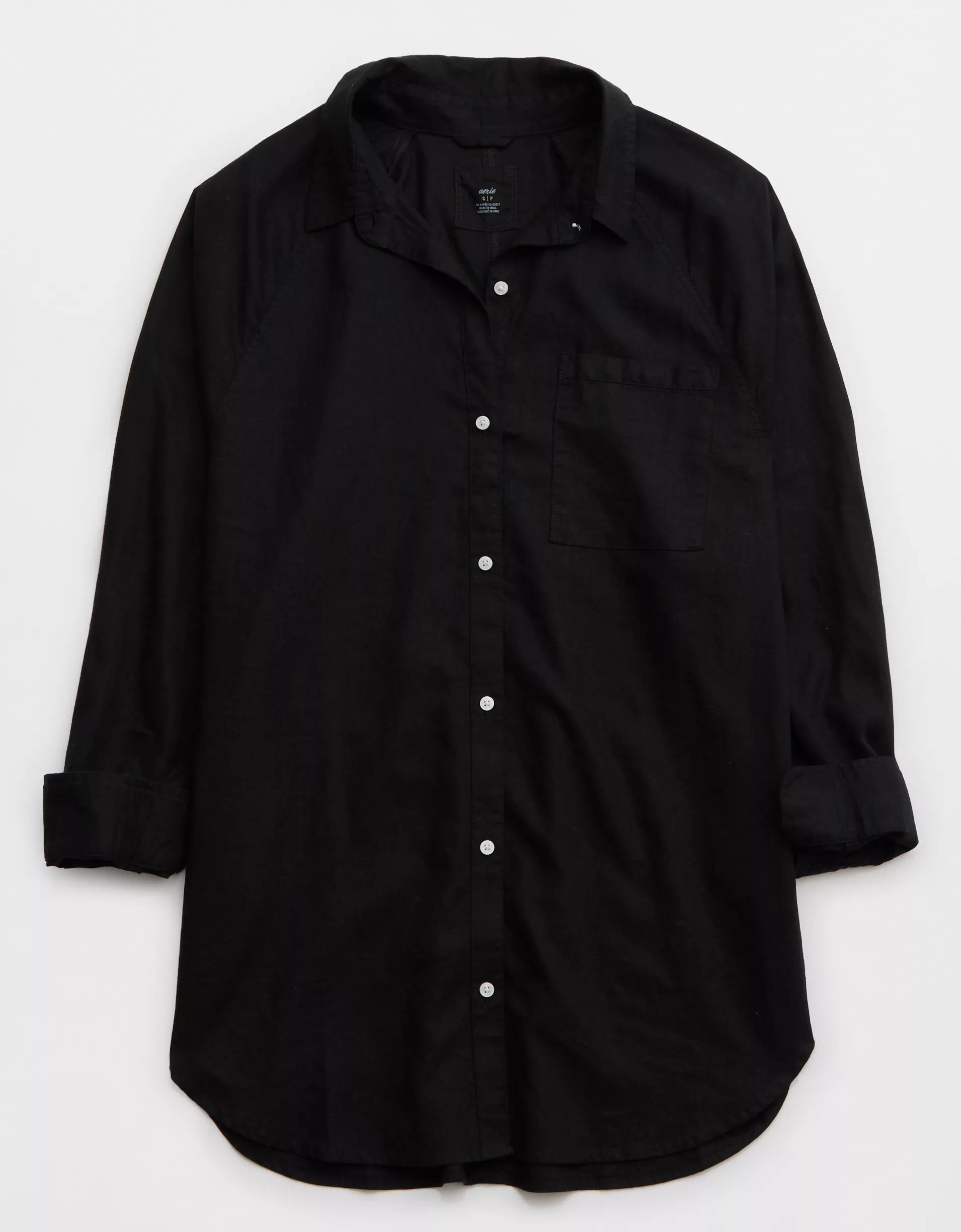 Aerie Linen Blend Cover Up Shirt Product Image