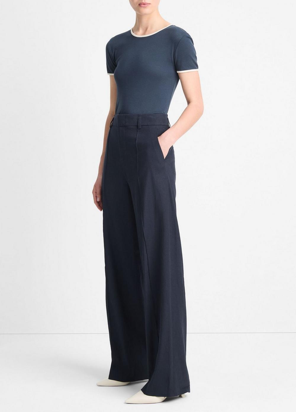 Linen-Blend High-Waist Wide-Leg Pant Product Image