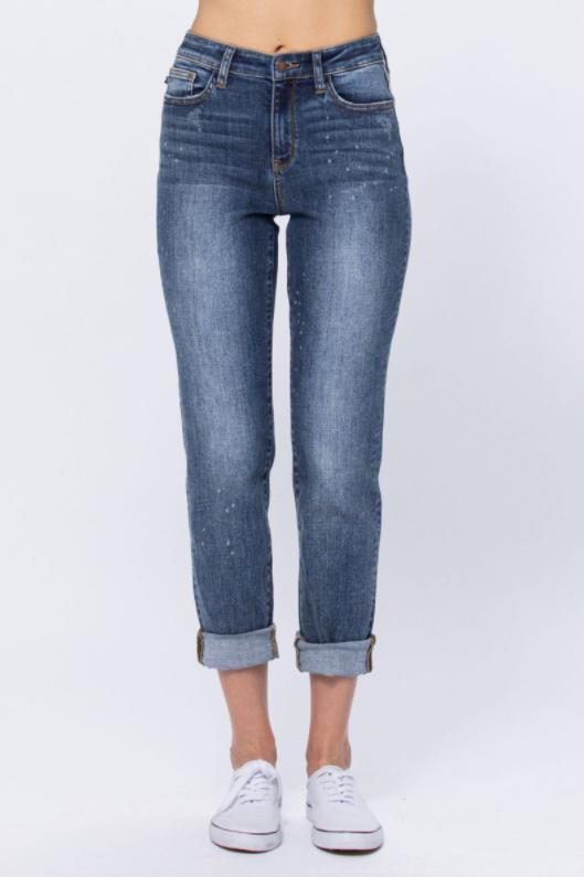 82346   Arantza Hi-Rise Bleach Splash Boyfriend Judy Blue Jeans Product Image