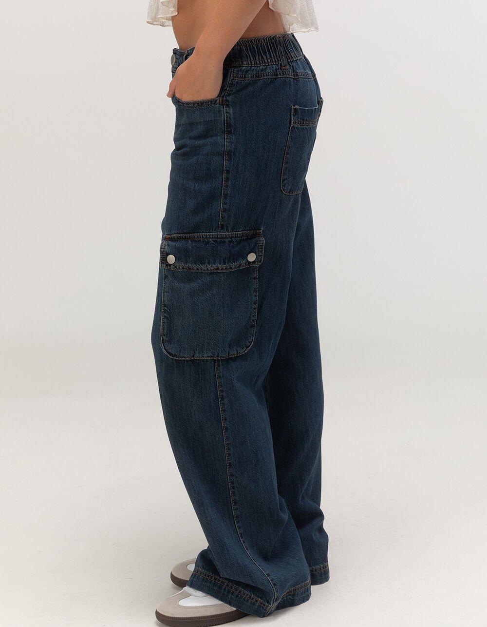 RSQ Womens Low Rise Cargo Baggy Denim Jeans Product Image