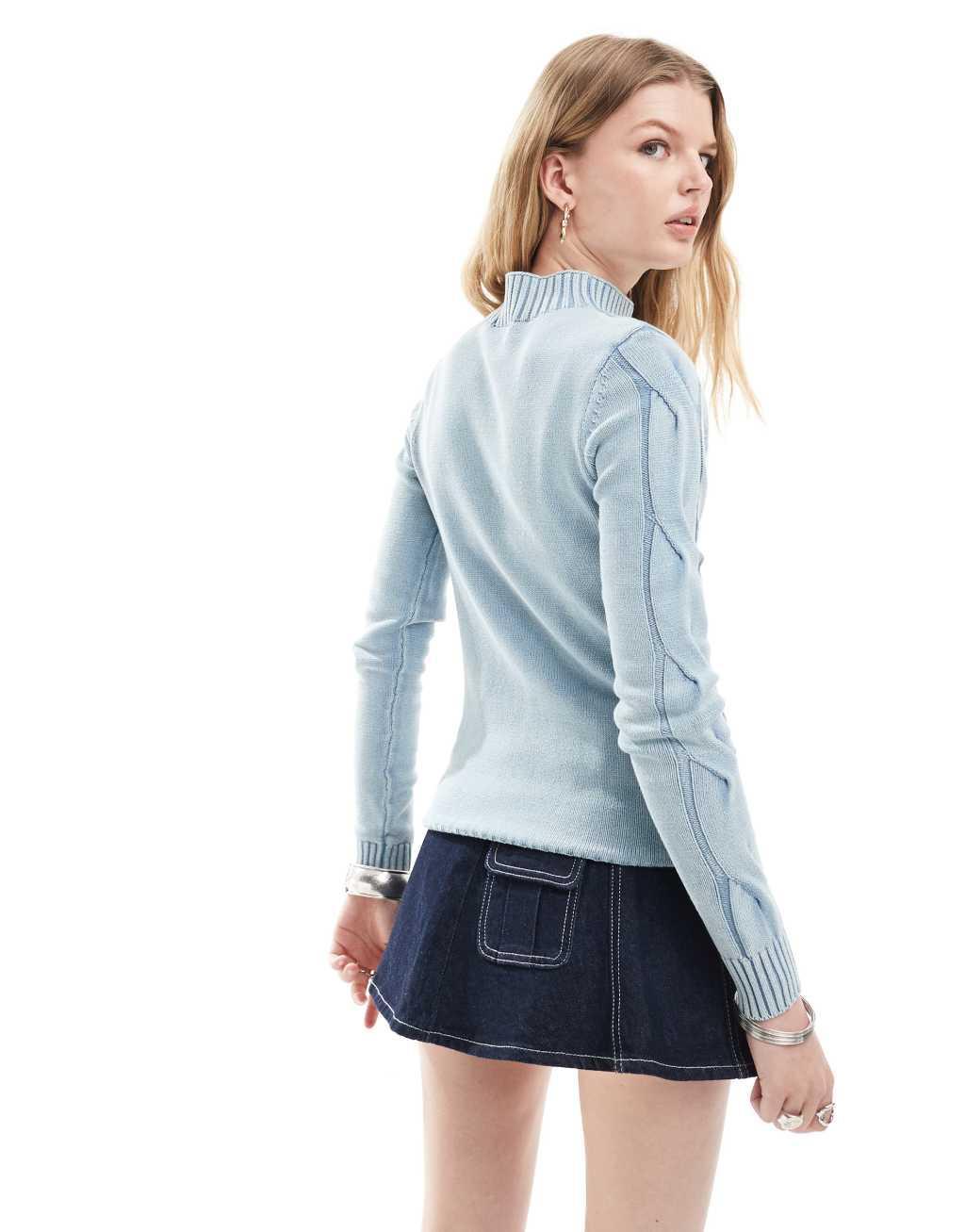 Reclaimed Vintage zip up cable sweater Product Image
