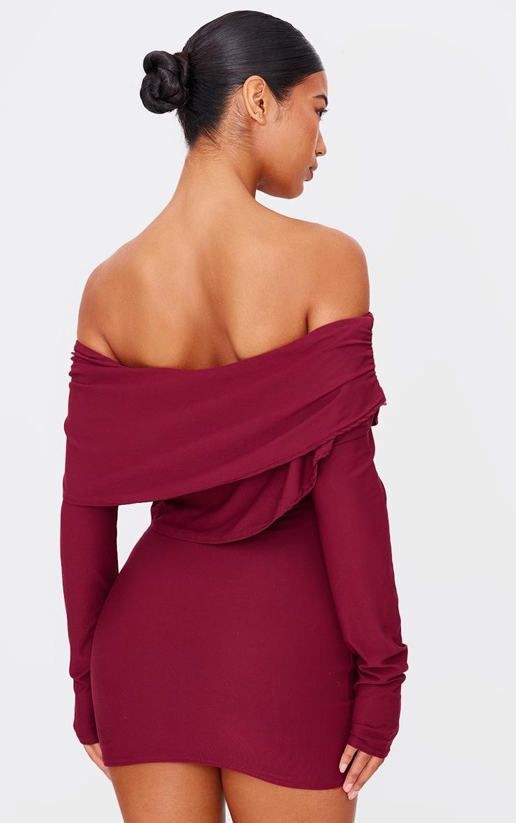 Burgundy Soft Touch Long Sleeve Mini Dress Product Image