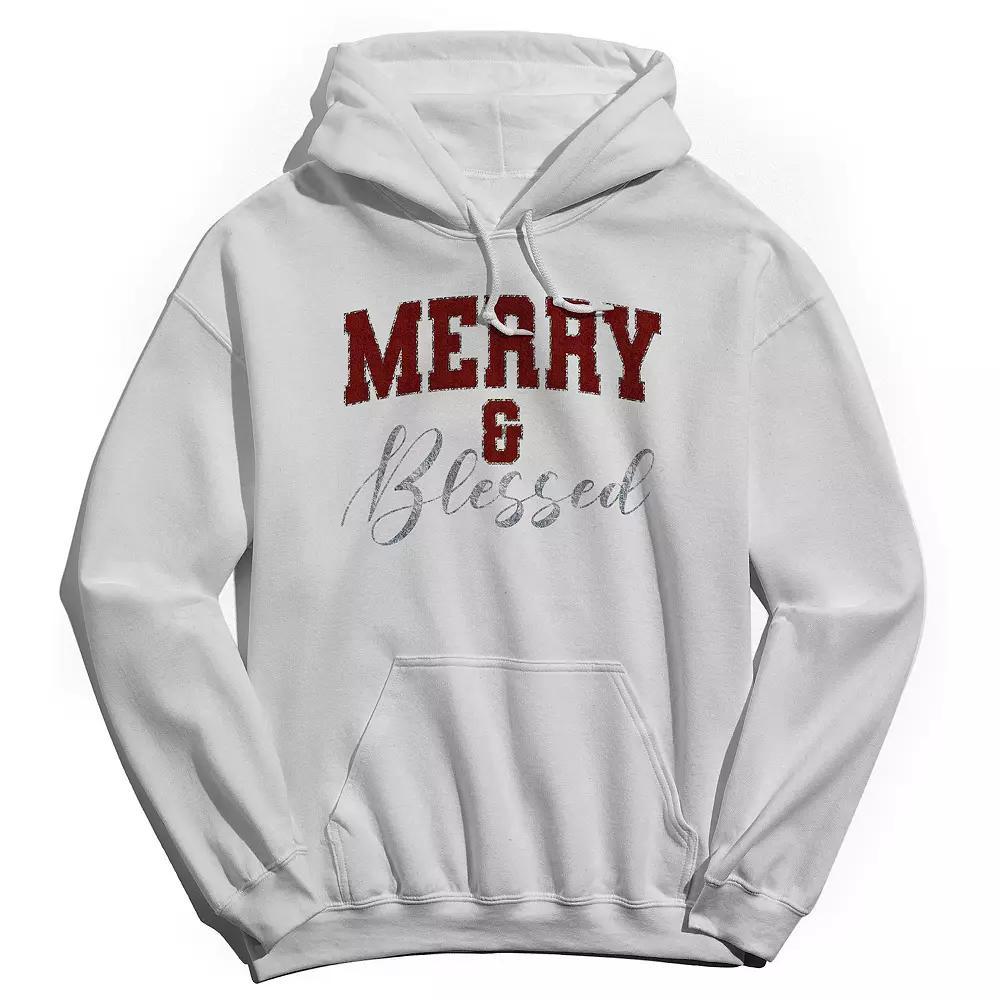 Men's Merry & Blessed Hoodie, Women's, Size: XXL, White Product Image