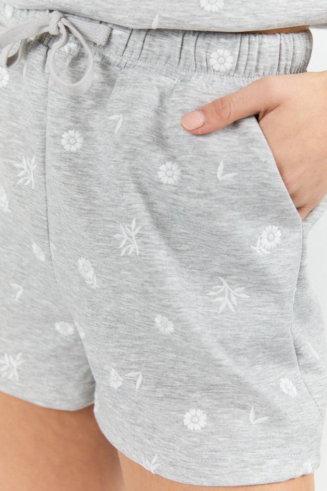 What A Catch Grey Floral Embroidered Shorts SALE Product Image