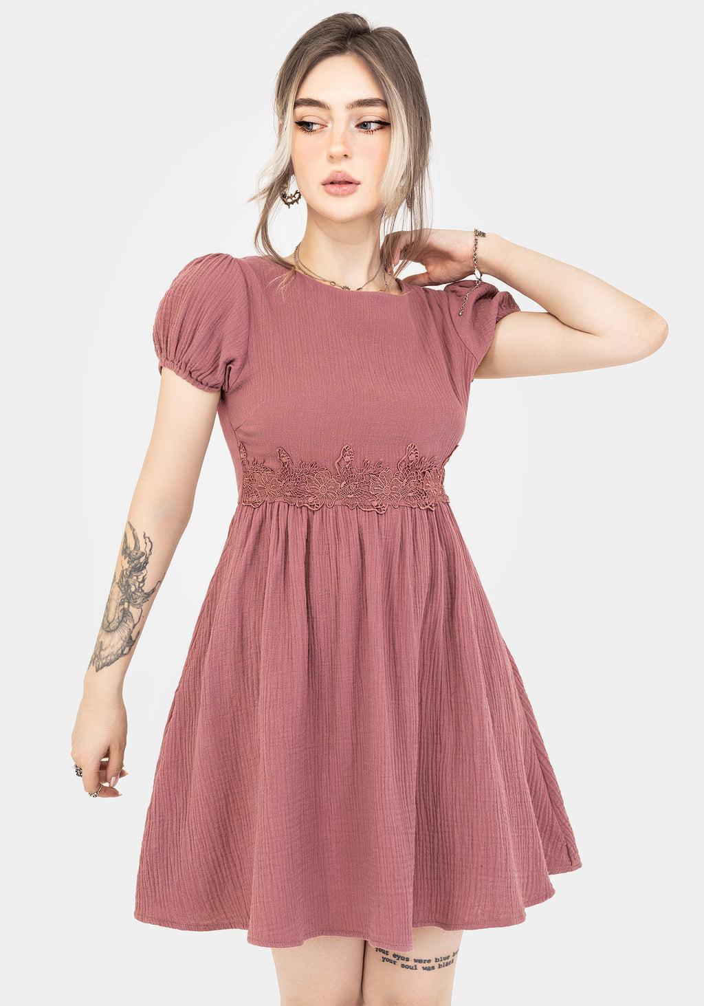 Rosamoth Applique Trim Cotton Mini Smock Dress Product Image
