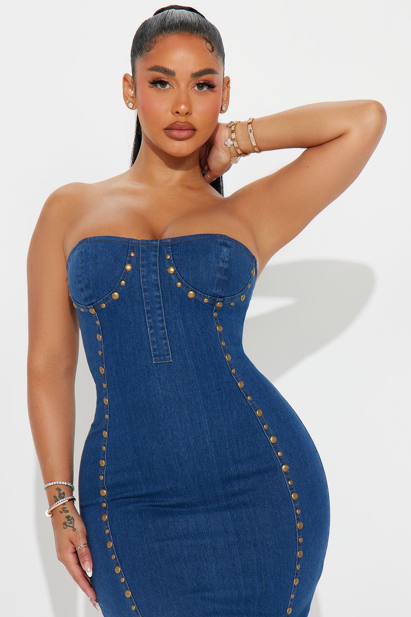 Bluebell Denim Midi Dress - Medium Wash Product Image