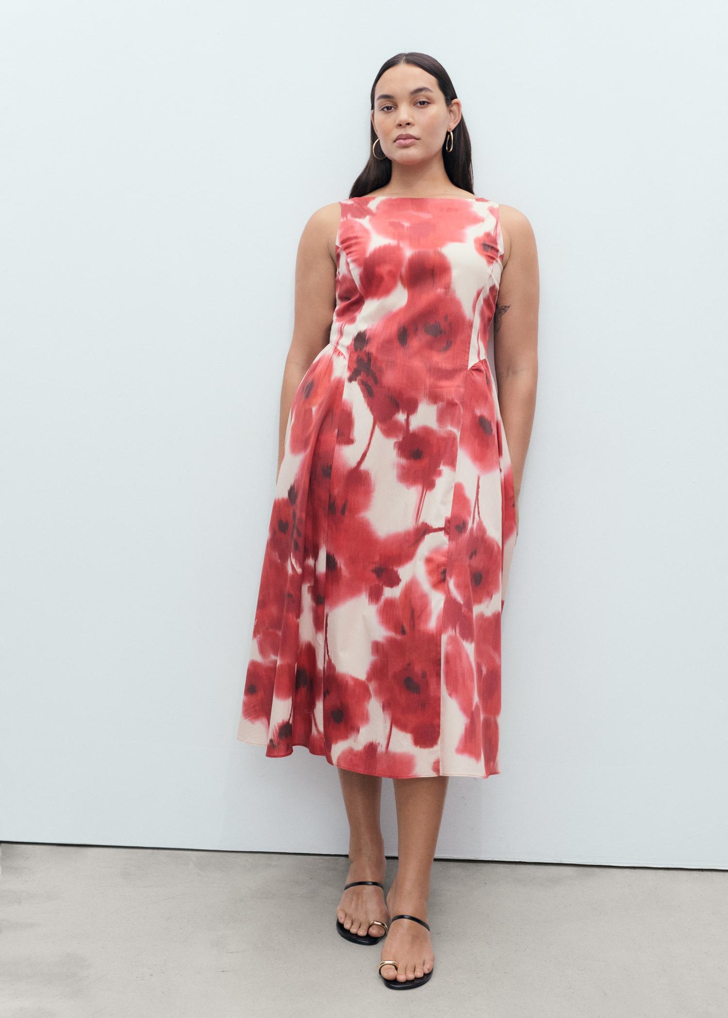Floral-print flared dress - Women | MANGO USA Product Image