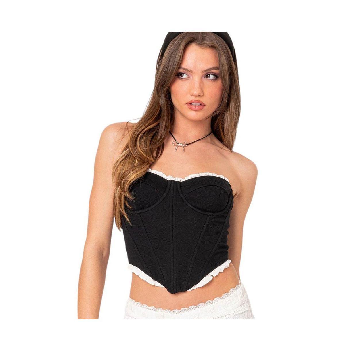 Womens Tempting textured ruffle hem corset top Product Image