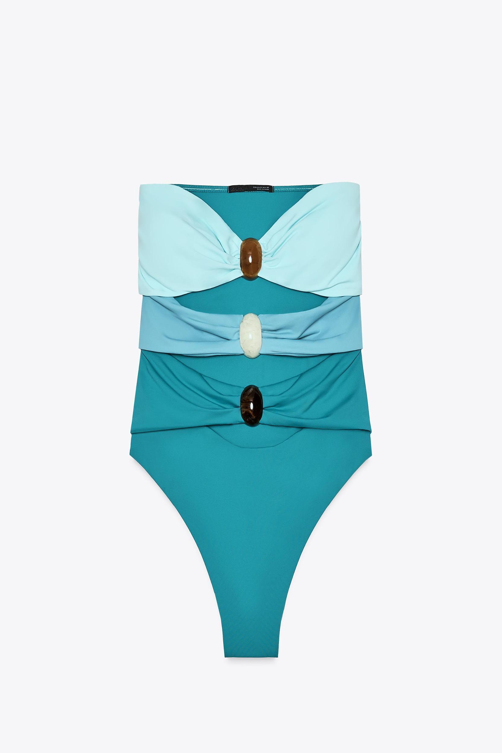 STONE CUTOUT BANDEAU SWIMSUIT Product Image
