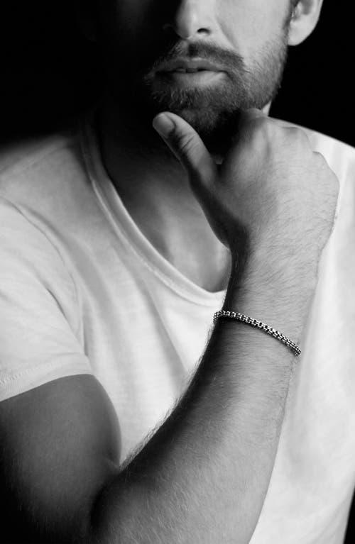 Mens Double Box Chain Bracelet in Silver, 4mm Product Image