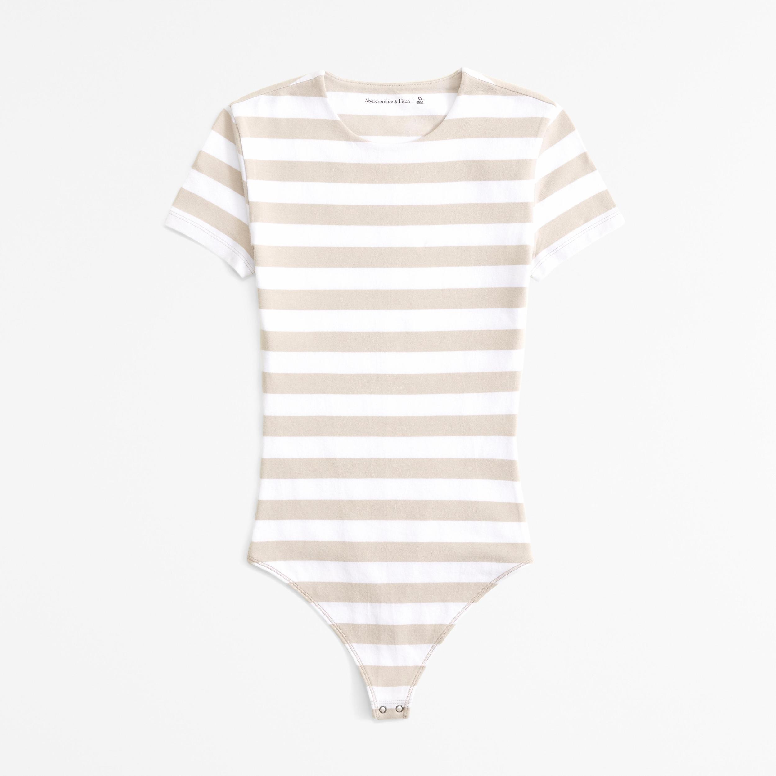 Cotton-Blend Seamless Fabric Tee Bodysuit Product Image