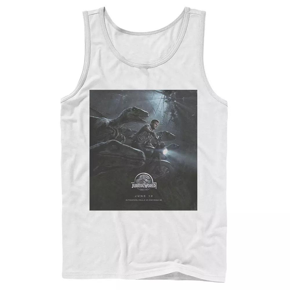 Men's Jurassic Park Velociraptor Tears Through Tank Top, Size: Small, Blue Product Image