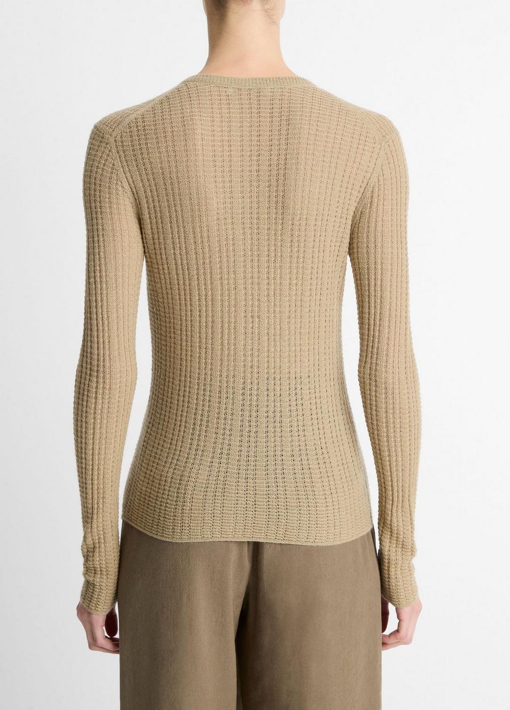 Womens Waffle-Knit Cashmere-Silk Henley Sweater, White Sand, Size S Vince Product Image