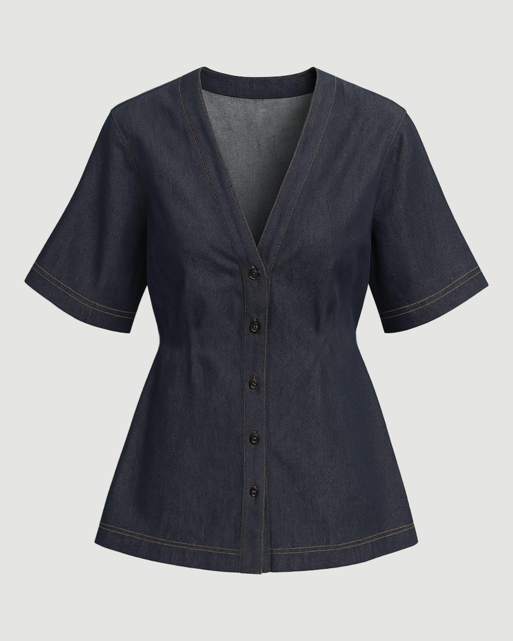 Emma Cinch-Waist Denim Shacket Product Image