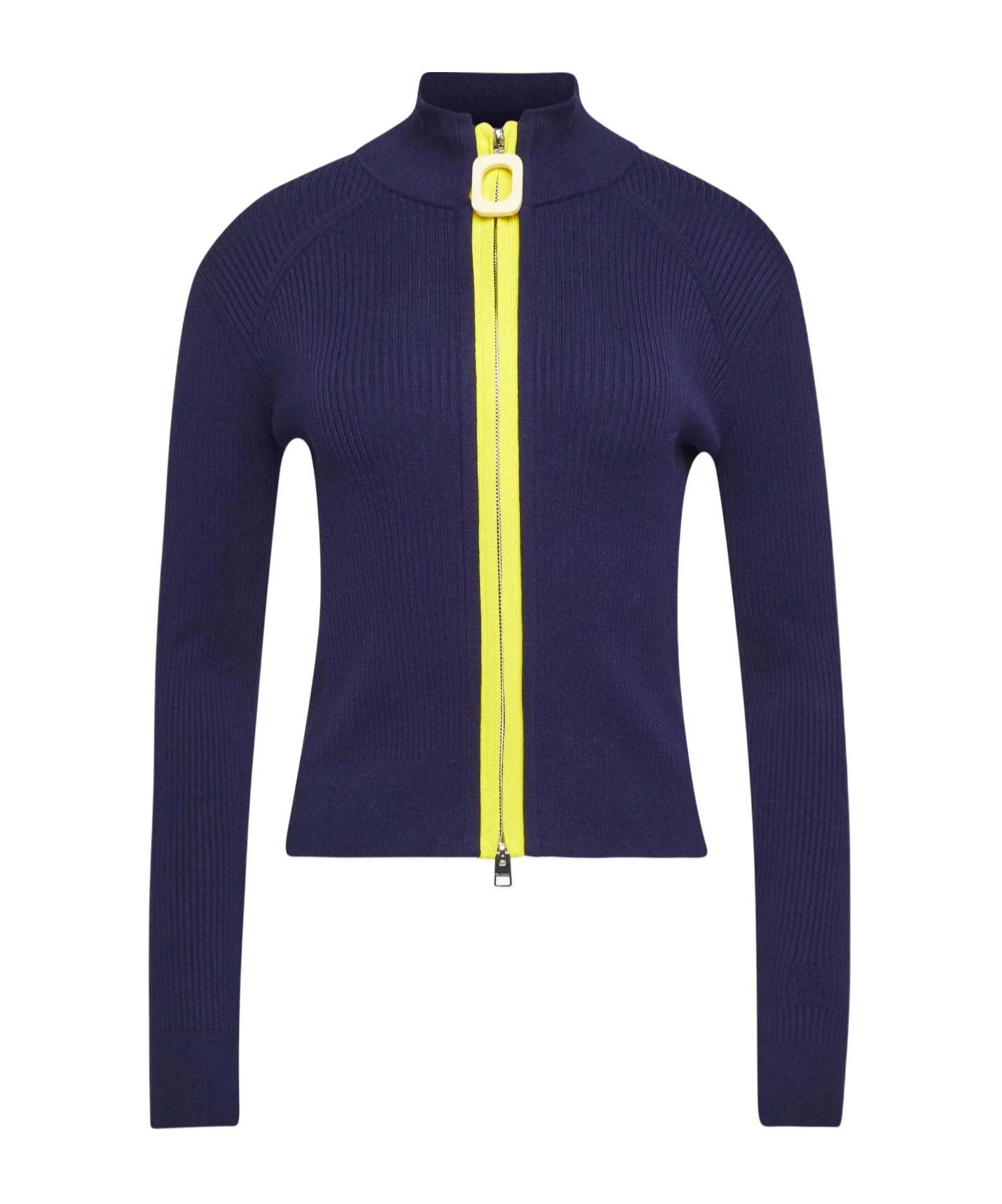 JW ANDERSON Fitted Zip Up Cardigan In Blue Product Image