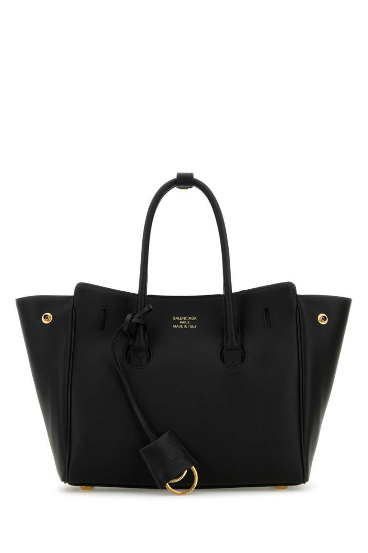 BALENCIAGA Women Black Leather Mini Carry All Hampton Shopping Bag Product Image