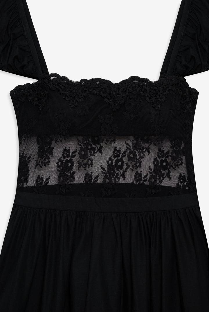 Liya Lace Midi Dress — Black Product Image