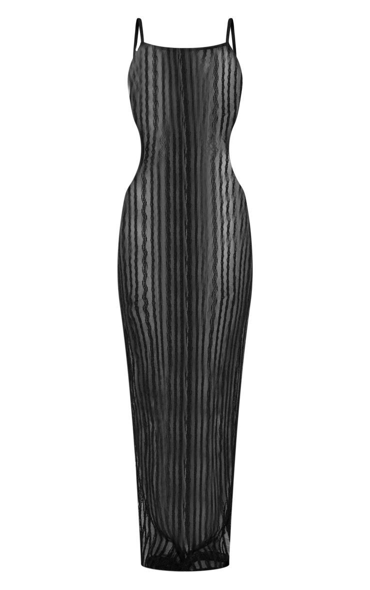 Black Crochet Netted Halterneck Side Split Beach Dress Product Image