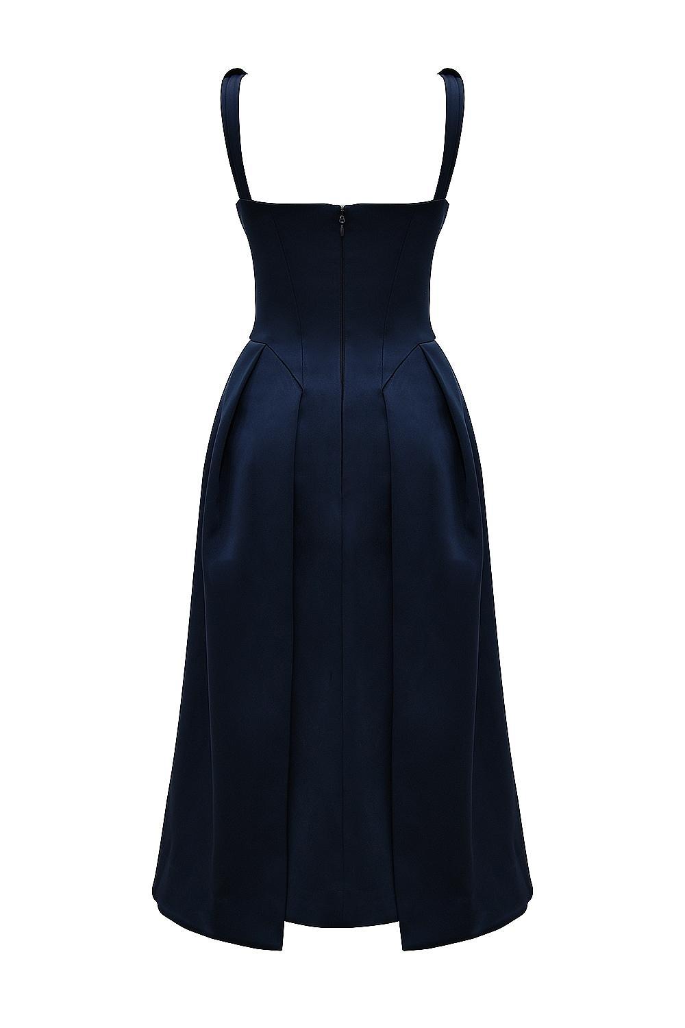 Paloma Midnight Twist Strap Satin Midi Dress Product Image