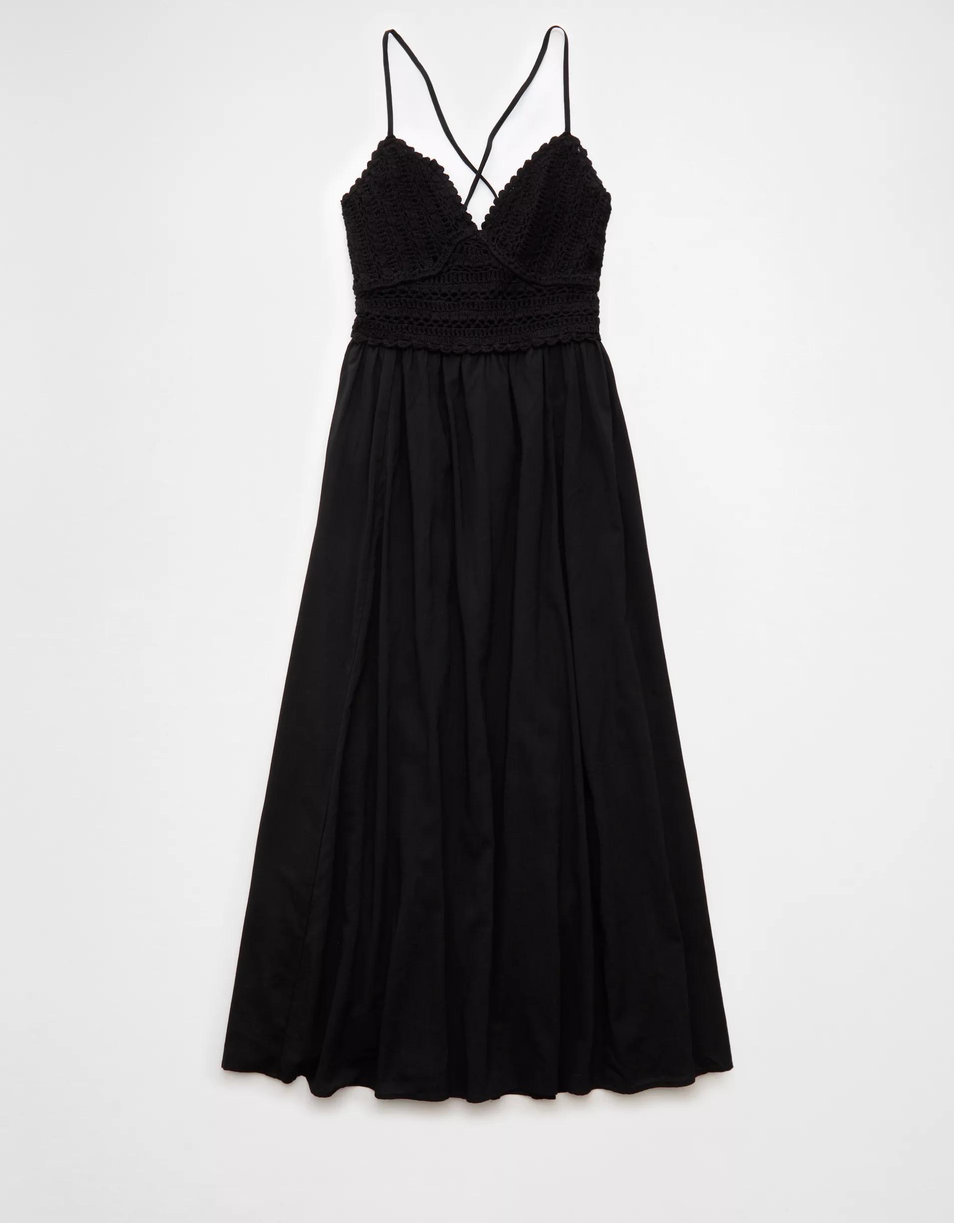 AE V-Neck Crochet Midi Dress Product Image